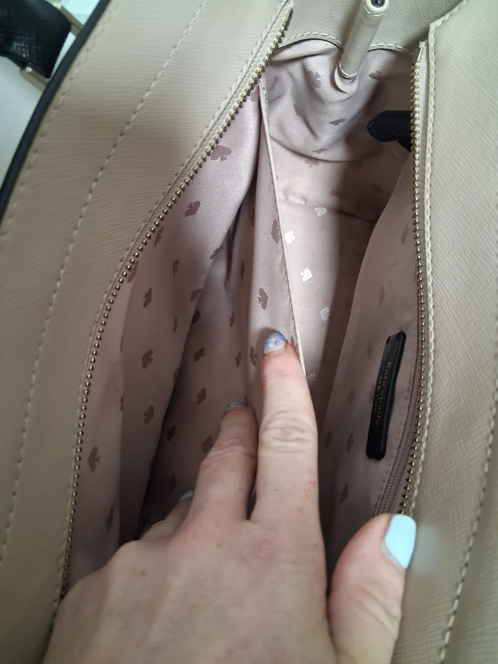 kate spade Cream & Black Saffiano Leather Satchel
